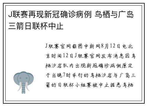 J联赛再现新冠确诊病例 鸟栖与广岛三箭日联杯中止